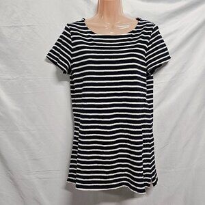 Boden Striped Great Breton Top Blouse Women Size 12 Blue Cotton